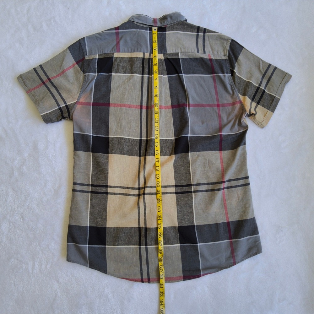 Barbour Button Down Shirt Mens Large Tartan Plaid Cotton Linen Tailored Fit READ - Picture 7 of 8